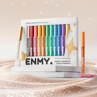 ENMY 12 Colors Glitter Markers, Sparkle Acrylic Gel Pens Marker, Metallic Shimmer Paint Pens, Fine Tip Water-based Ink for Drawing, DIY Crafts Greeting Birthday Cards Making Poster Album Wood